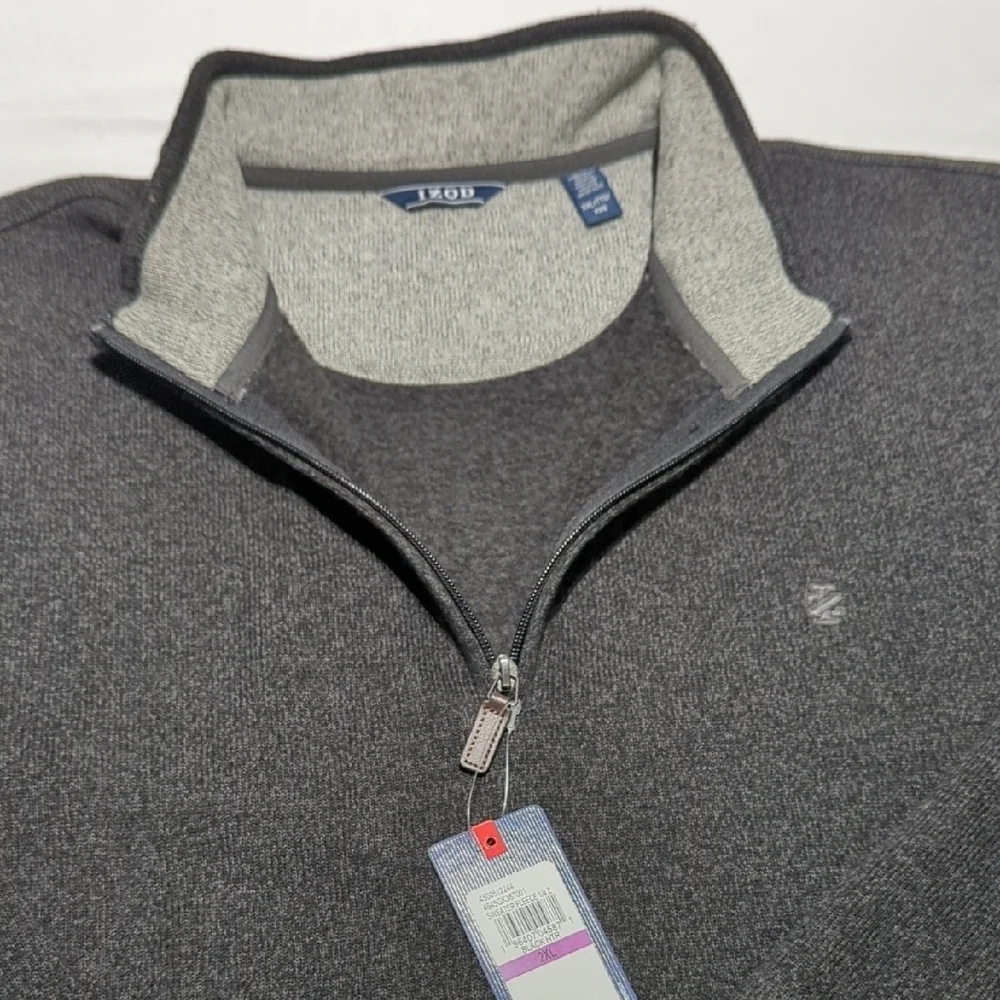 Izod Men's Black Zip Up Sweater XXL/TTG/XXG $70 ORIGINAL TAG.. absolutely New!!